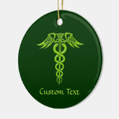 Green Celtic Knot Caduceus Keramisch Ornament (Links)