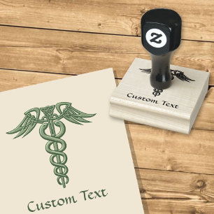 Green Celtic Knot Caduceus Rubberstempel