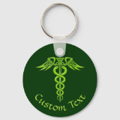 Green Celtic Knot Caduceus Sleutelhanger (Voorkant)