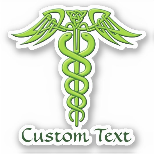 Green Celtic Knot Caduceus Sticker (Voorkant)