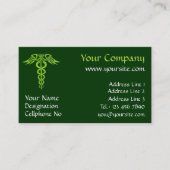 Green Celtic Knot Caduceus Visitekaartje (Voorkant)