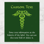 Green Celtic Knot Caduceus Wijn Etiket (Enkel label)