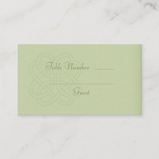 Green Celtic Knot Mariage Table Place Cartes (Devant)