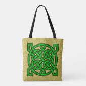 Green Celtic Knots Gold Faux Glitter Draagtas (Achterkant)