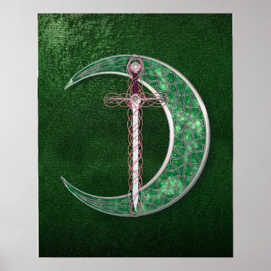 Green Celtic Moon Poster (Voorkant)