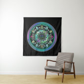 Green Celtic Mystical Mandala Wall Tapestry Wandkleed (In situ)