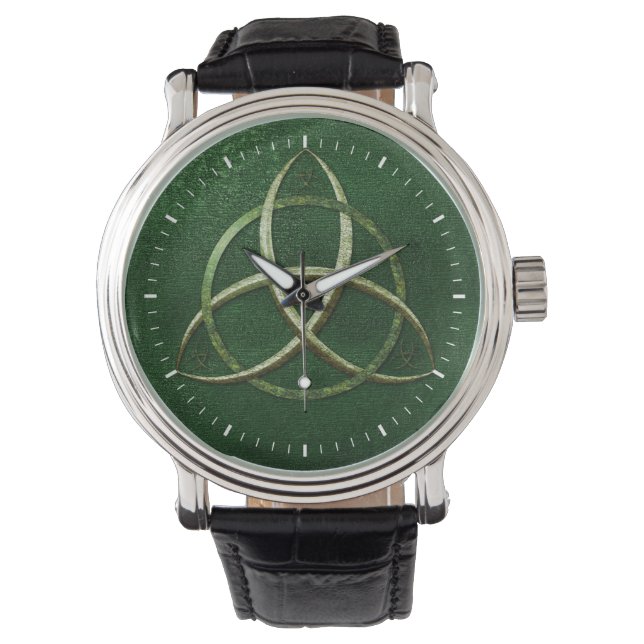 Green Celtic Trinity Knot Horloge (Voorkant)