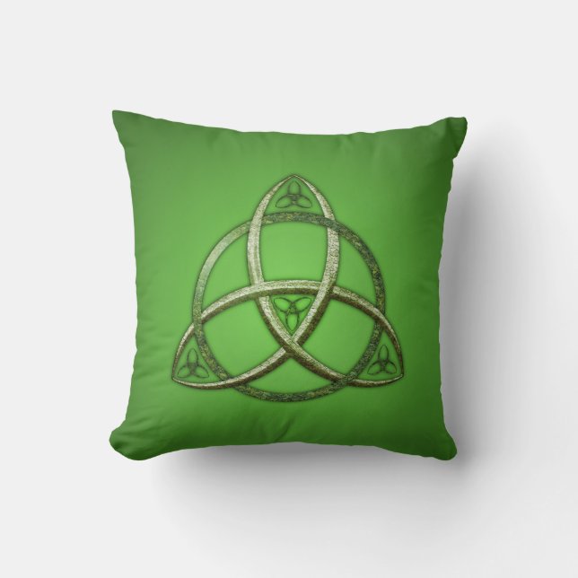 Green Celtic Trinity Knot Kussen (Voorkant)
