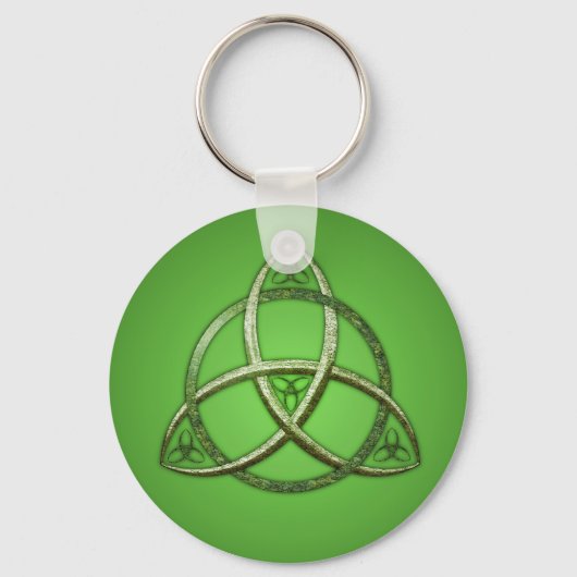 Green Celtic Trinity Knot Sleutelhanger (Voorkant)