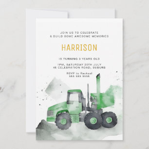 Green Cement Camion Invitation Anniversaire