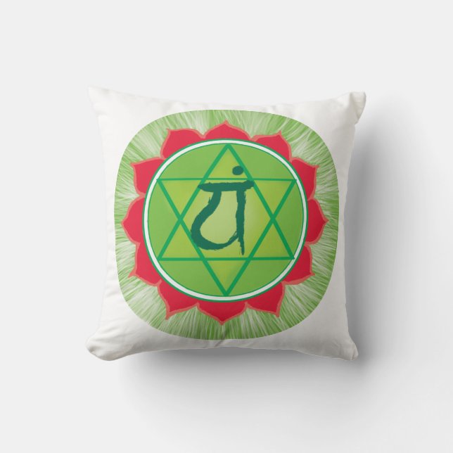 Green Chakra Heart Chakra Anahata Pilliow Kussen (Voorkant)