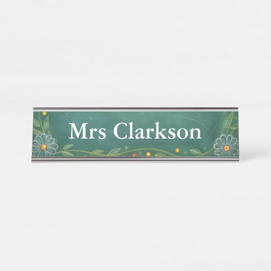 Green Chalk Board Plaque de nom de l'enseignant (Devant)