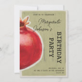 Green Chalk Pomegrane Invitation d'anniversaire (Devant)