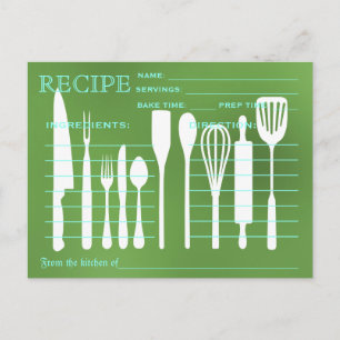 Green Chalkboard Retro Recipe Card Kitchen Tools Briefkaart