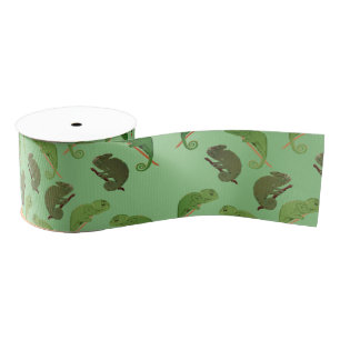 Green Chameleons Lizard Art Grosgrain Lint