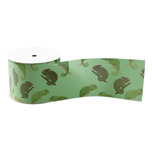 Green Chameleons Lizard Art Grosgrain Lint (Spoel)