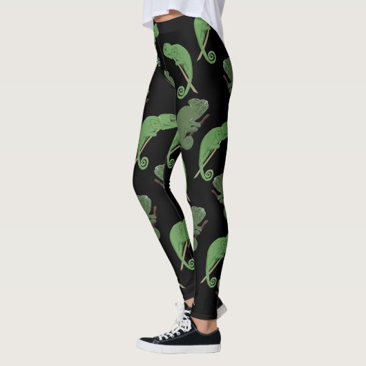 Green Chameleons Lizard Art Leggings (Links)