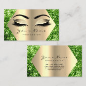 Green Champaigne Gold Glitter Makeup Lashes Visitekaartje (Voorkant / Achterkant)