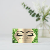 Green Champaigne Gold Glitter Makeup Lashes Visitekaartje (Staand voorkant)