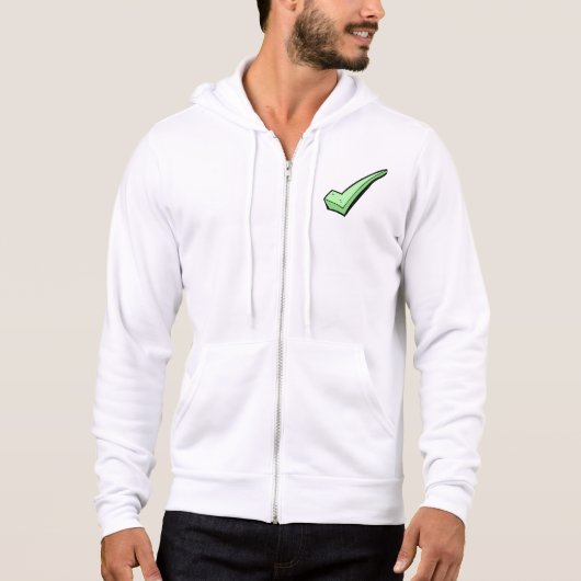 Green Check Mark Tick Symbol Hoodie (Voorkant)