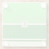 Green Check Monogram Glass Onderzetter (Achterkant)