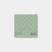 Green Check Pattern Rustic Mountains Monogram Post-it® Notes (Voorkant)