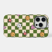 Green Checkerboard Aesthetic Phone Case iPhone Hoesje (Achterkant horizontaal)