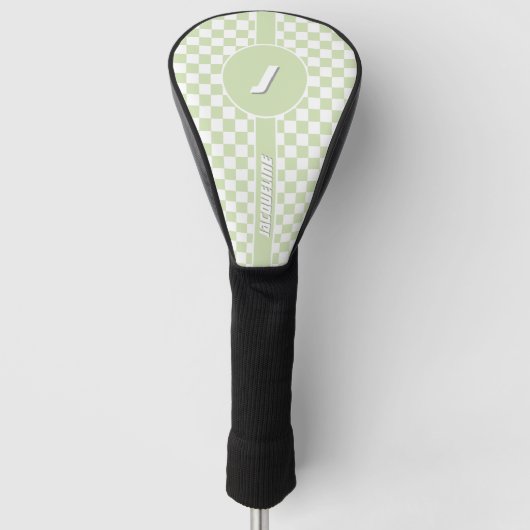 Green Checkered Pattern Golf Head Hoesje Golfheadcover (Voorkant)