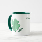 Green Checks Irish Shamrock Personalized Mok (Voorkant links)