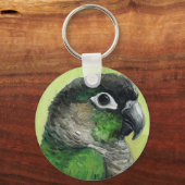 "Green Cheeked Conure" Bird Art Sleutelhanger (Voorkant)