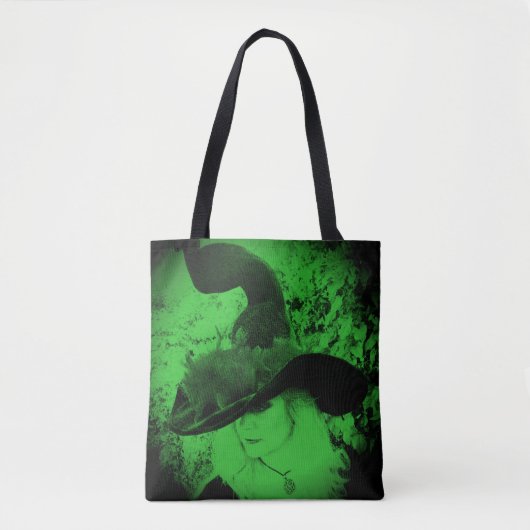 Green Cheeky Witch Wiccan Pagan Shopping Canvas ta Draagtas (Voorkant)