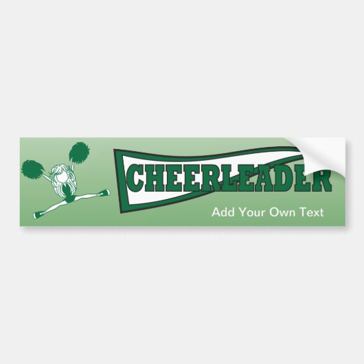 Green Cheerleader Girl Silhouette Bumpersticker (Voorkant)