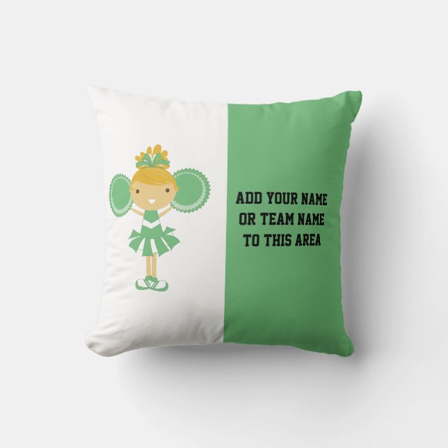 Green Cheerleading American MOJO Pillow Kussen (Voorkant)
