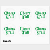 Green Cheers Y'all Ronde Sticker (Vel)