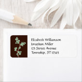 Green Cherry Blossom Brown Return Address Labels (Insitu)