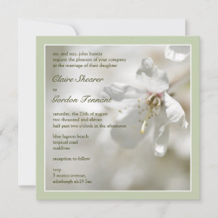 Green Cherry Blossom Wedding Kaart