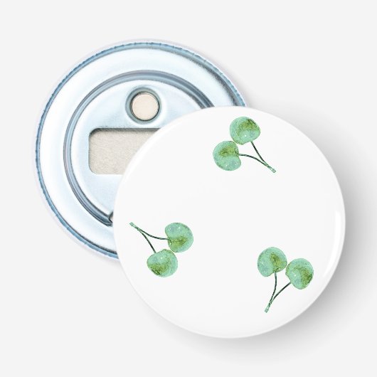 Green Cherry Pattern Button Flesopener (Voorkant)
