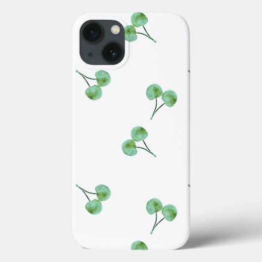Green Cherry Pattern Hoesje-Mate iPhone Case Case (Achterkant)