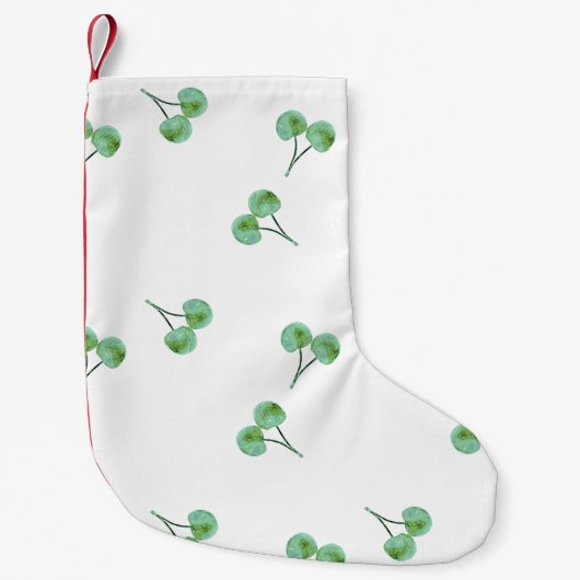 Green Cherry Pattern Kleine Kerstsok (Voorkant)