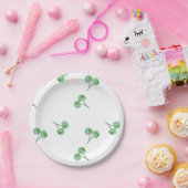 Green Cherry Pattern Papieren Bordje (Feest)