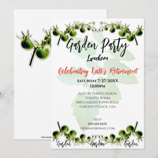 GREEN CHERRY TOMATO PHOTO JARDIN INVITATION DU PAR (Devant / Derrière)