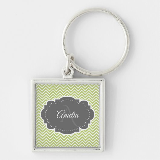 Green Chevron Aangepaste Button Sleutelhanger (Voorkant)