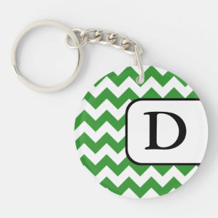 Green Chevron Acrylmonogram Sleutelhanger