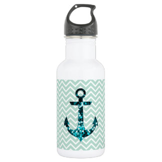 Green Chevron en Sparkly Stars Anchor Waterfles