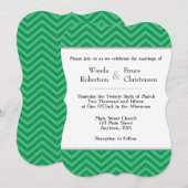 Green Chevron Faire-part de mariage (Devant / Derrière)
