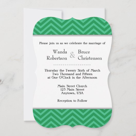Green Chevron Faire-part de mariage (Devant)