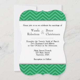 Green Chevron Faire-part de mariage