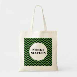 Green Chevron Glitter Sweet 16 Canvas tas