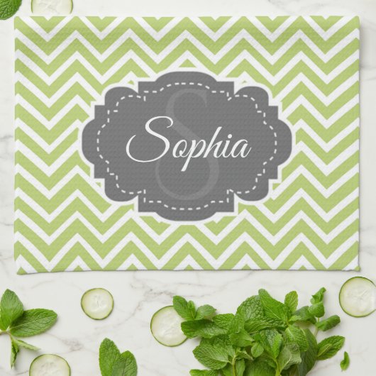 Green Chevron Kitchen Towel Theedoek (Gevouwen)