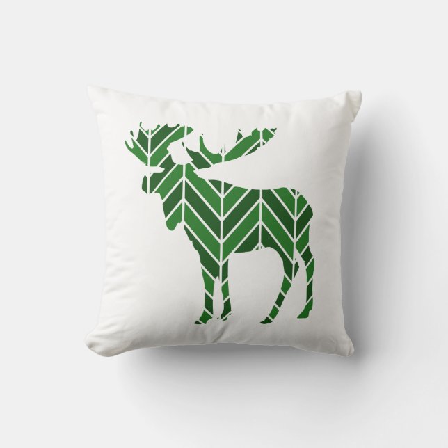 Green Chevron Moose Kussen (Voorkant)